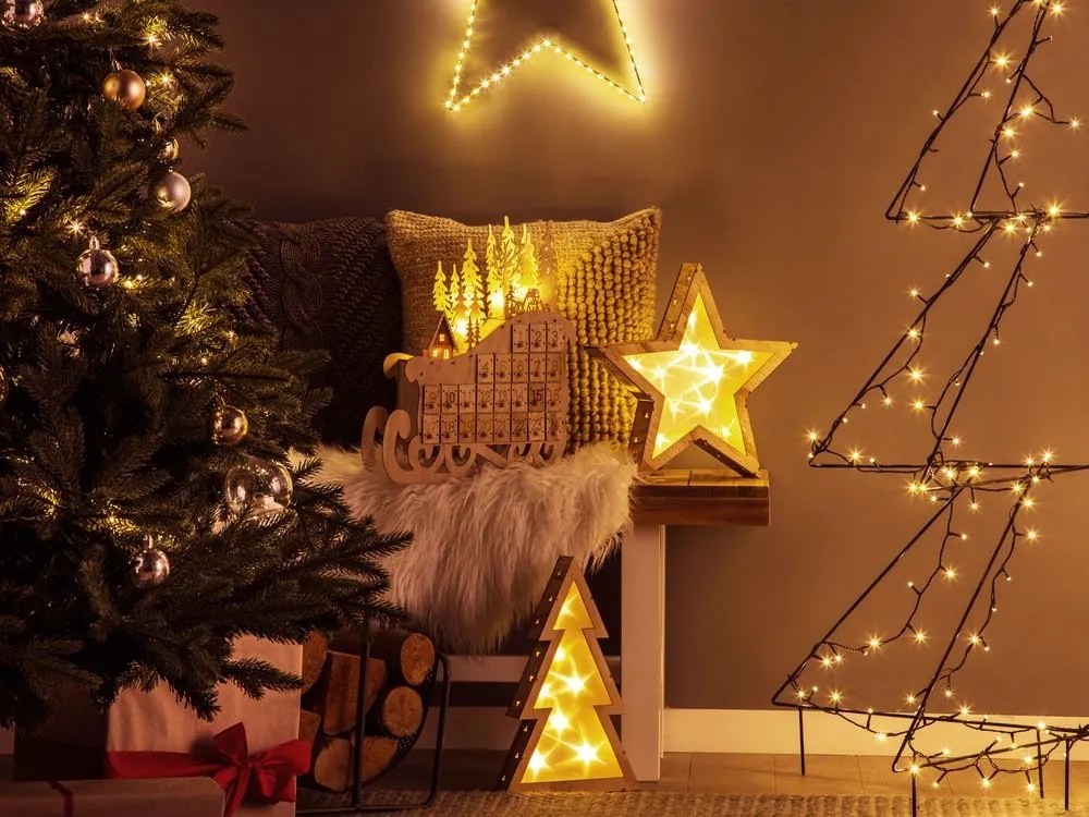 Vonkajšia dekorácia sane a adventný kalendár Impza (svetlé drevo). Vlastná spoľahlivá doprava až k Vám domov. 1080398