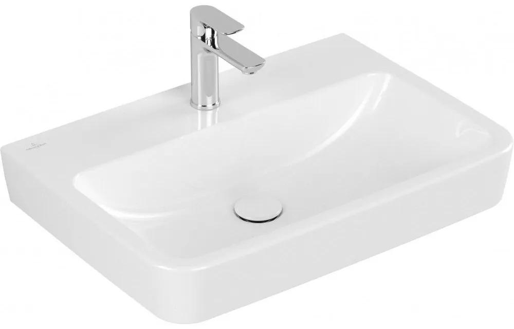 VILLEROY &amp; BOCH O.novo závesné umývadlo s otvorom, bez prepadu, 650 x 460 mm, biela alpská, s povrchom CeramicPlus, 4A4166R1