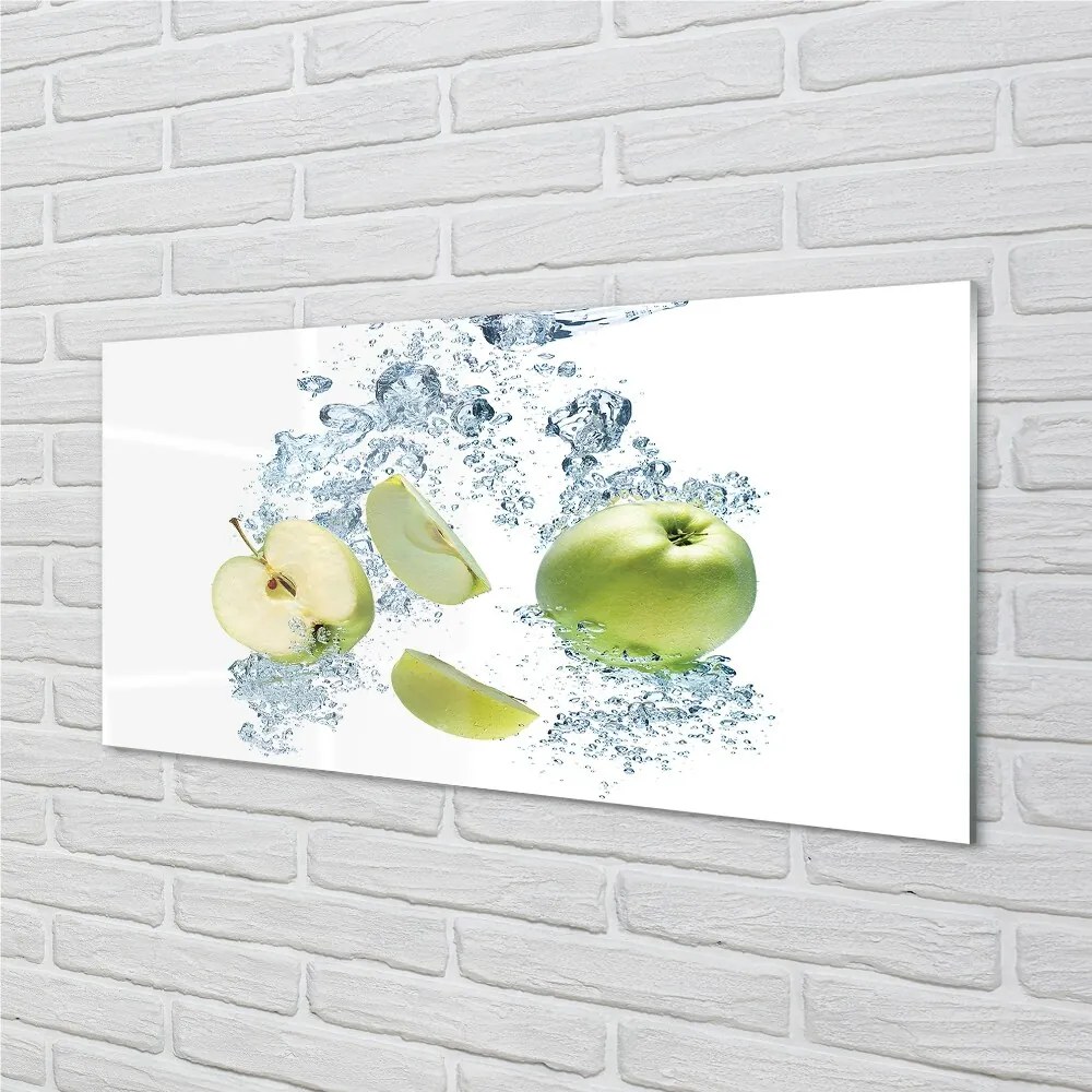 Obraz na skle Voda jablko nakrájaný 100x50 cm
