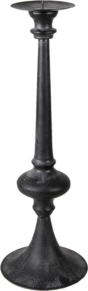 Kovový čierny svietnik s patinou Coretta - Ø 15*45 cm