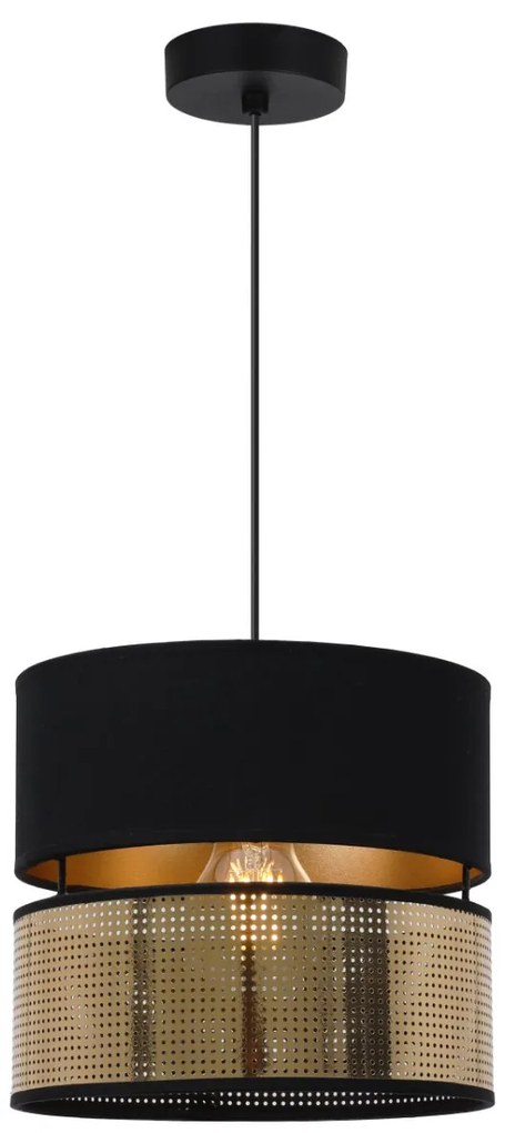 Závesné svietidlo Asti2, 1x PVC/čierne textilné tienidlo, (fi 20cm), g, b