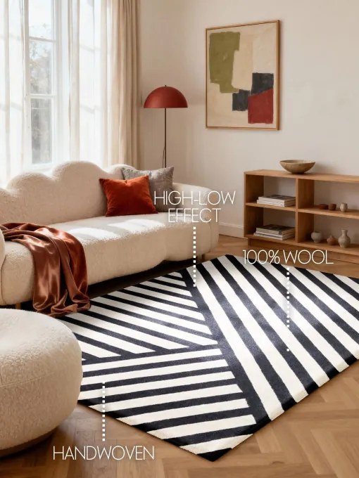 Koberec Elle Decoration Stryve biely / čierny