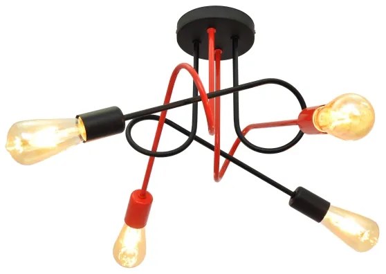Prisadený luster OXFORD 4xE27/15W/230V čierna/červená