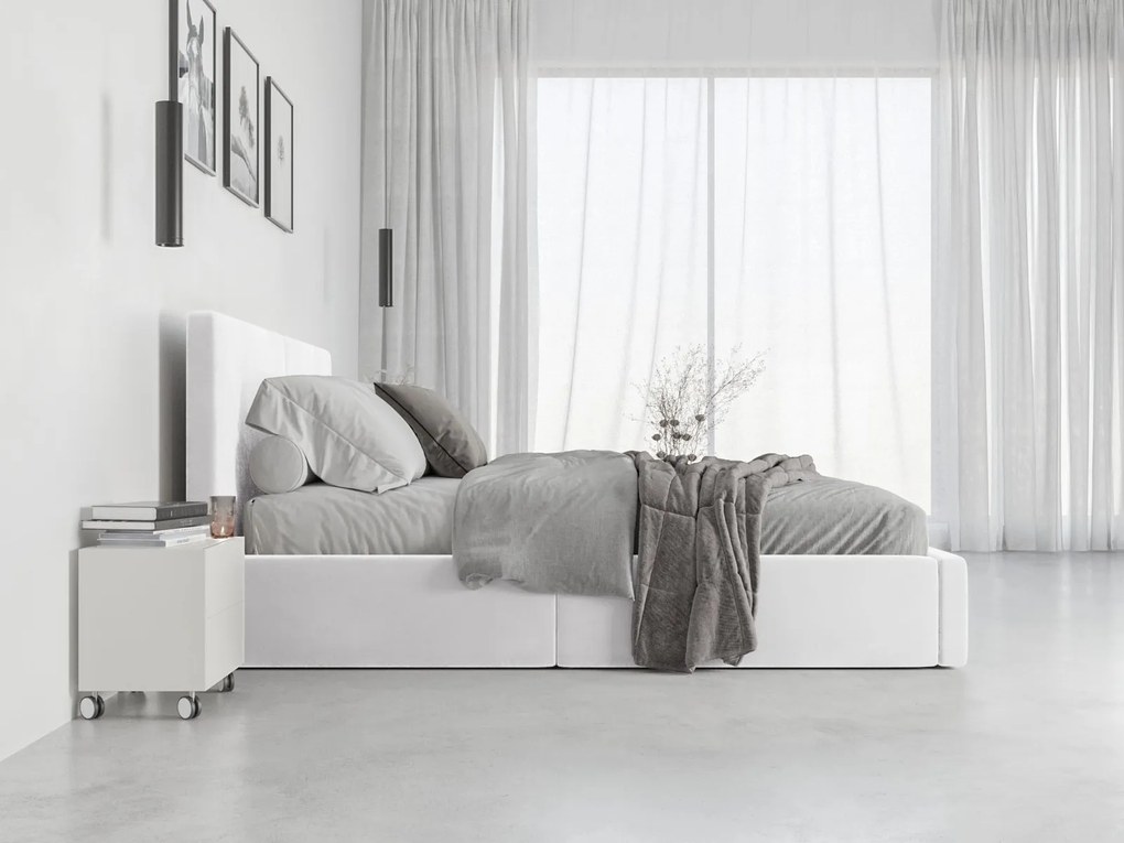 Čalúnená posteľ s úložným priestorom HILTON 120x200 - biela