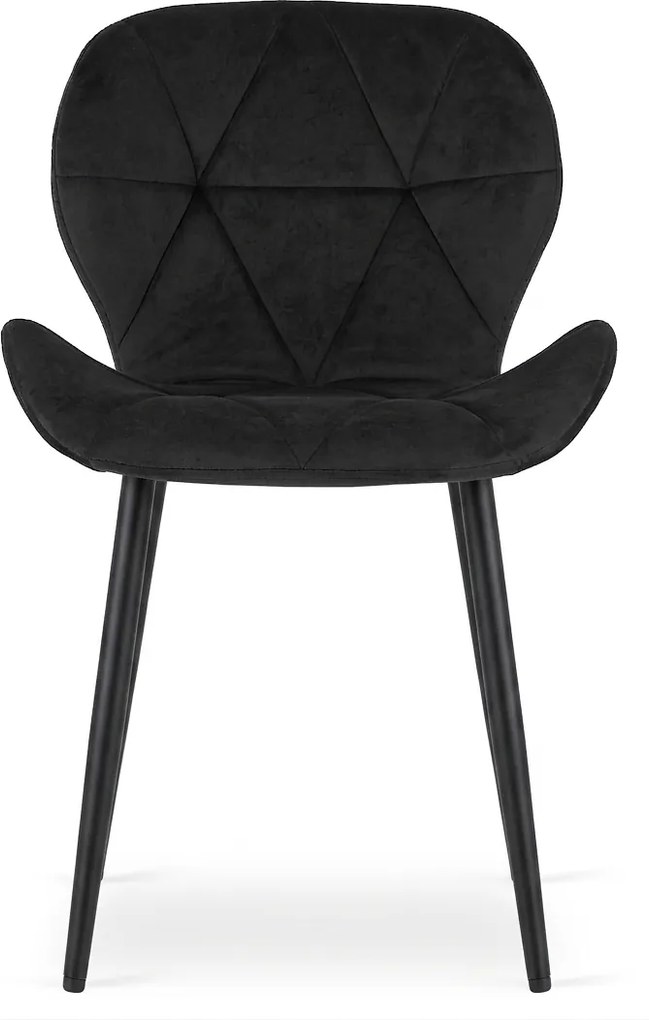 Jedálenská stolička MANGO VELVET s čiernymi nohami, čierna