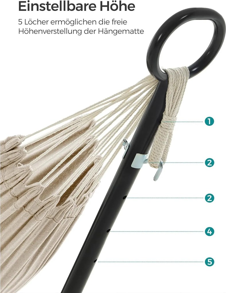 Hojdacia sieť so stojanom, 5 nastaviteľných výšok, béžová farba