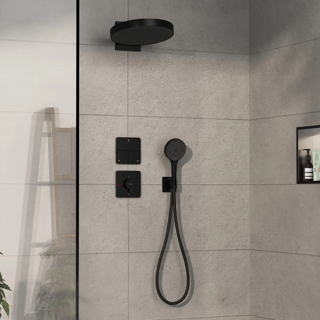 Hansgrohe ShowerSelect Comfort Q, termostat pod omietku pre 1 spotrebič a ďalší výtok, čierna matná, HAN-15589670