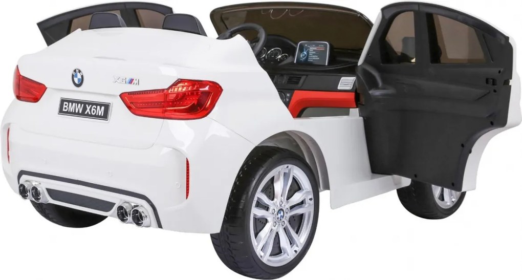 Ramiz BMW X6M XXL pre 2 deti Biele SUV + diaľkové ovládanie + ekokoža