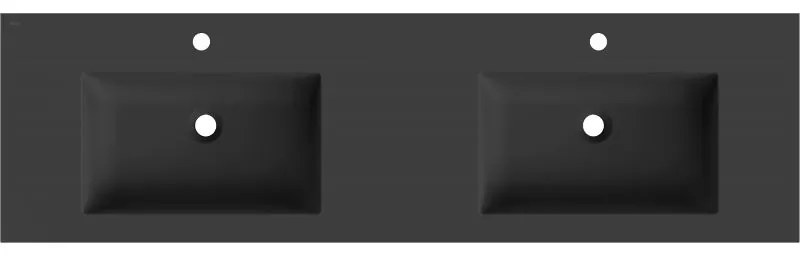 Mexen Otis, dvojité umývadlo zapustené do dosky 161 × 46,5 cm, čierna matná, 25181671D