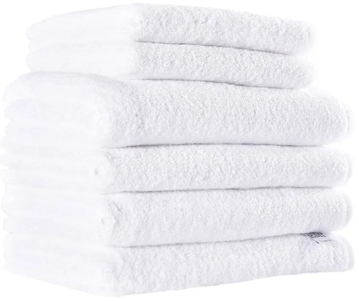 Sada uteráky a osušky bavlnené biele 4 ks 50 x 90 cm + 2 ks 70 x 140 cm EMI