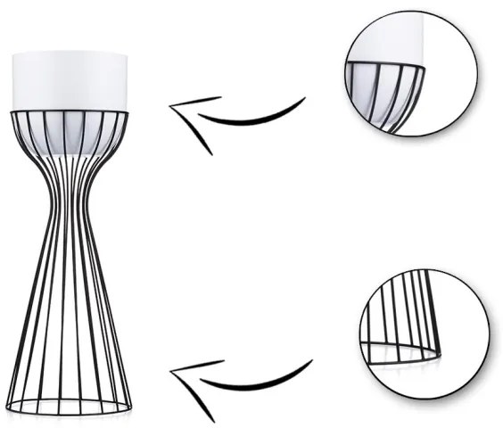 Kovový kvetináč LOFT 46x20 cm čierna/biela