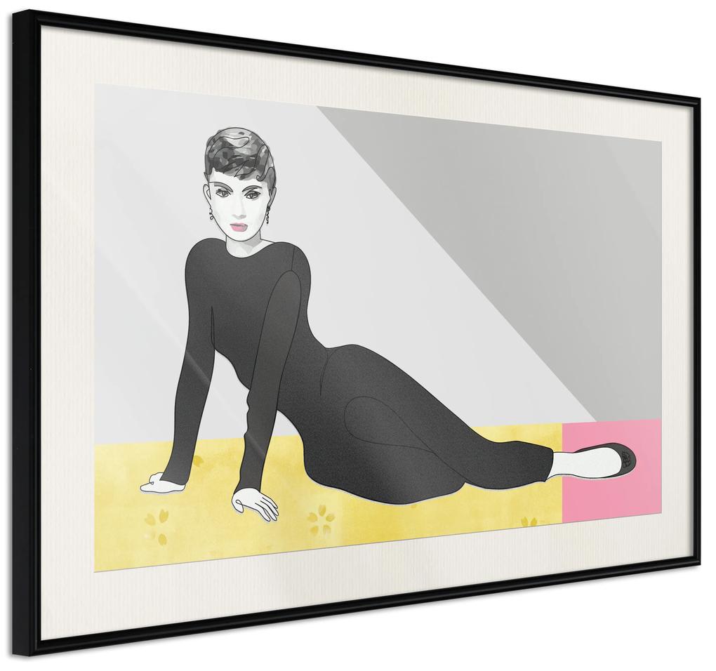 Artgeist Plagát - Beautiful Audrey [Poster] Veľkosť: 45x30, Verzia: Zlatý rám s passe-partout