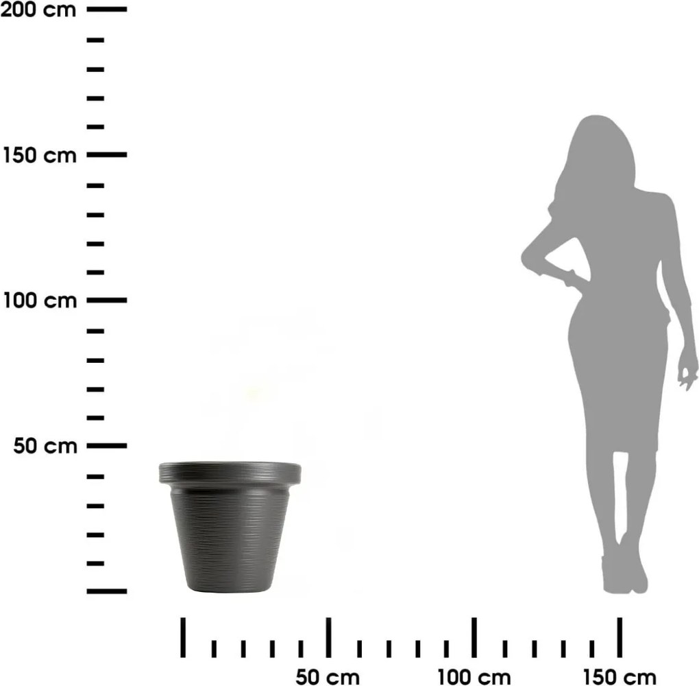 PLASTOVÝ KVETINÁČ SRTIA RIFLO 46X40 CM ANTRACITOVÁ