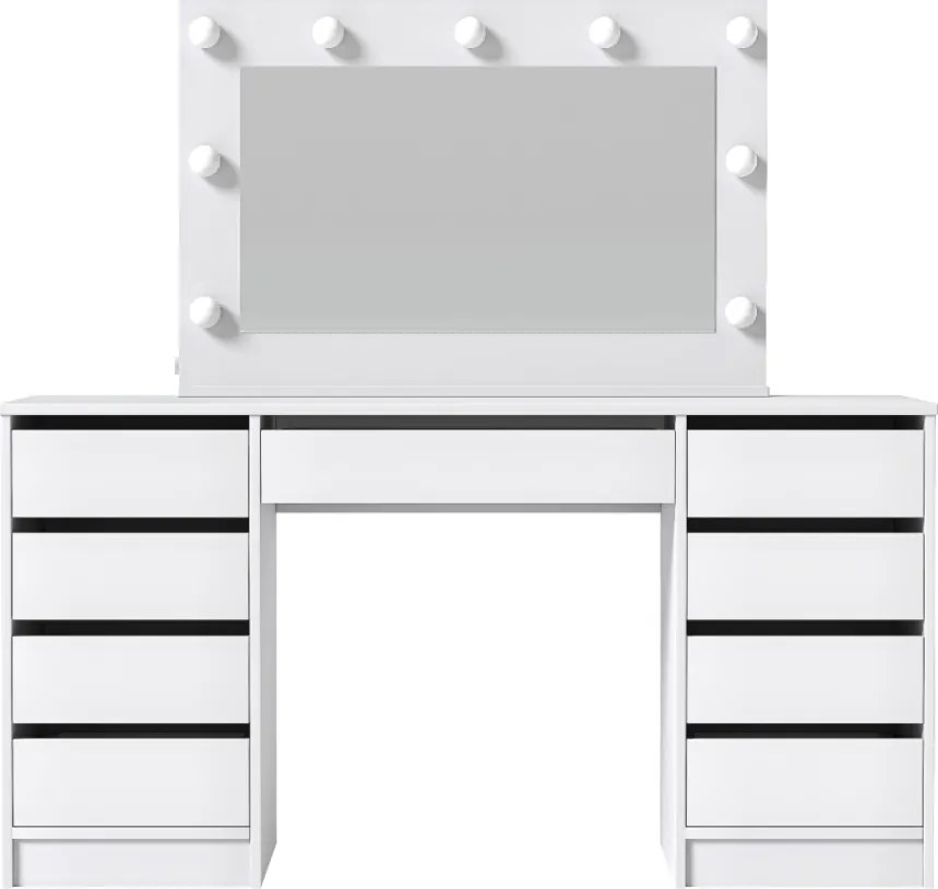 TOALETNÝ STOLÍK ANETT DOUBLE II BIELY LESK + ZRKADLO LED 150 cm