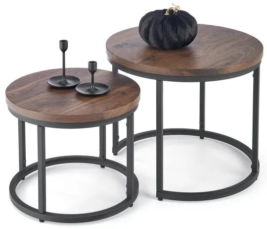 SADA 2x Konferenčný stolík OREO pr. 43/53 cm čierna/orech