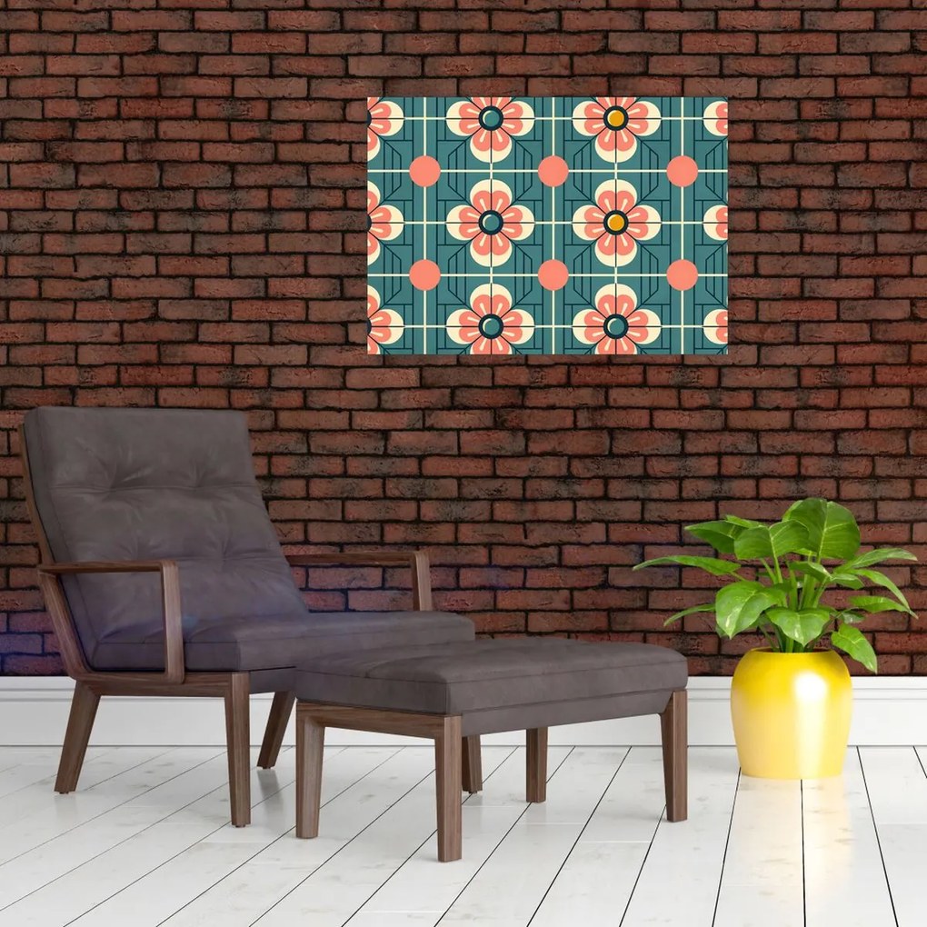 Obraz - Retro vzor s kvetmi (70x50 cm)