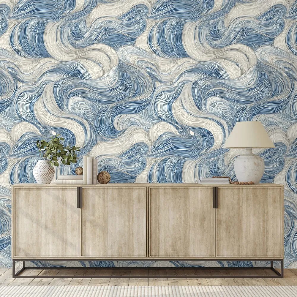 Fototapeta modré vlny v pohybe