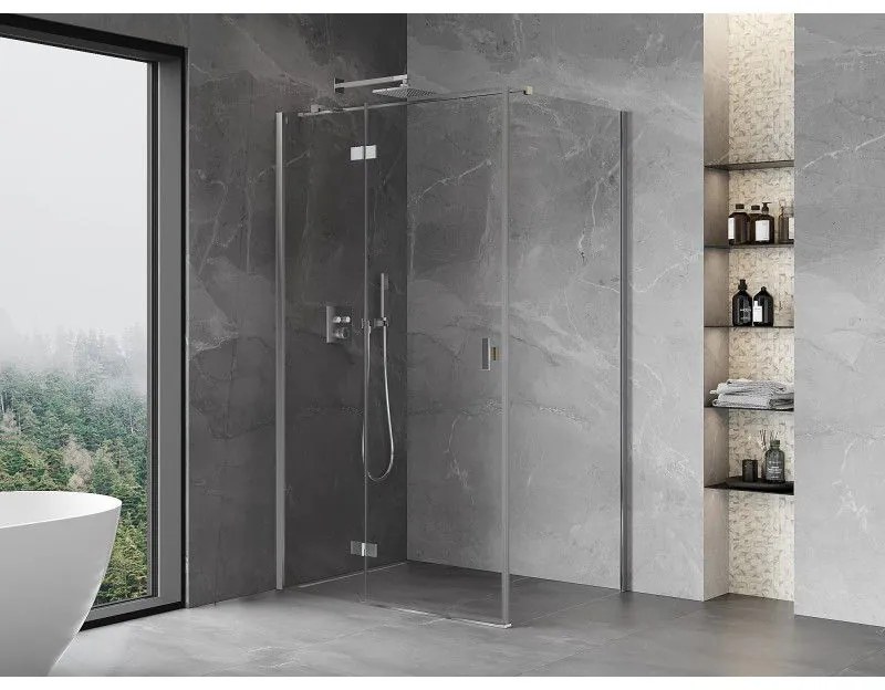 Mexen, Mexen Mist H T sklápací sprchový kút ľavý 100 x 85 cm, priehľadný, chróm - 8A5T-100-085-01-00-L