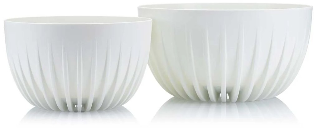 PLASTOVÝ KVETINÁČ STRIPPED ECO 16X30 CM BIELA