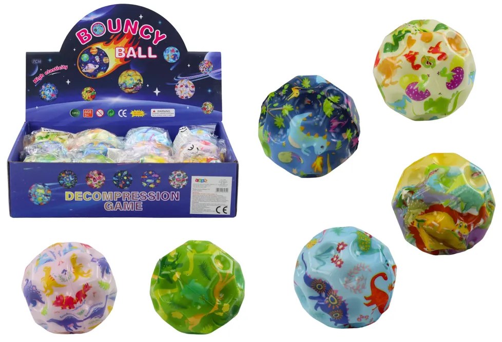 LEAN TOYS Svetelná Loptička na skákajúca dinosaurus - 7 cm