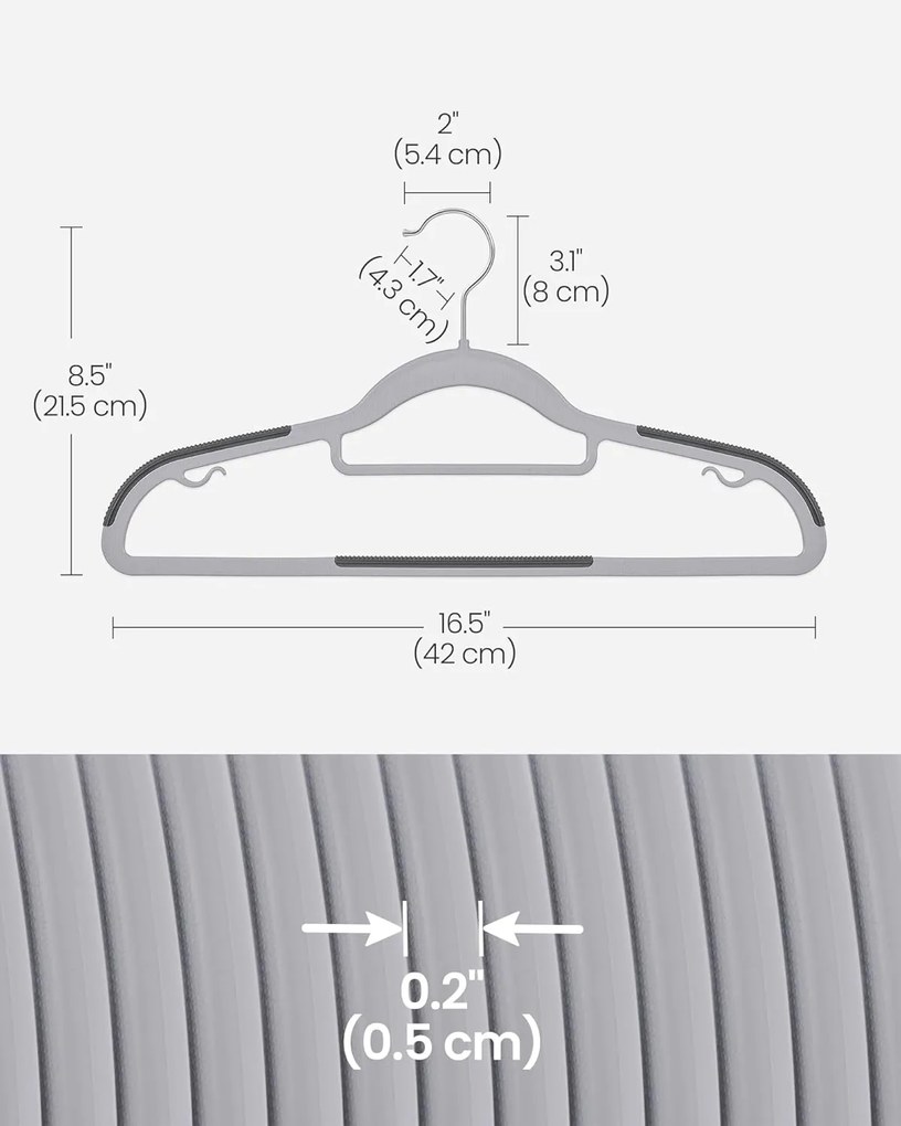 Súprava 50 ks plastových ramienok Nevora sivá