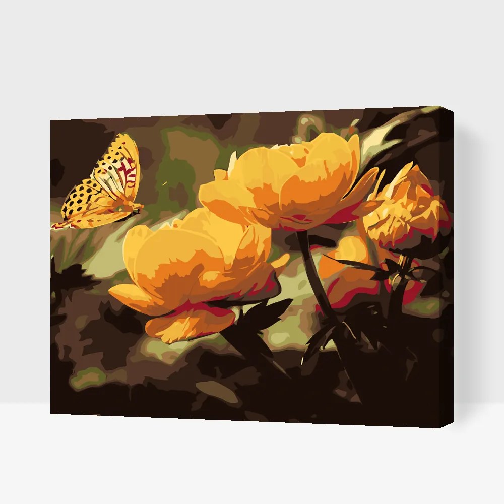 Gario Maľovanie podľa čísel Motýľ s kvetmi Rozmery: 40 x 30 cm, Rámovanie: S vnútorným rámom