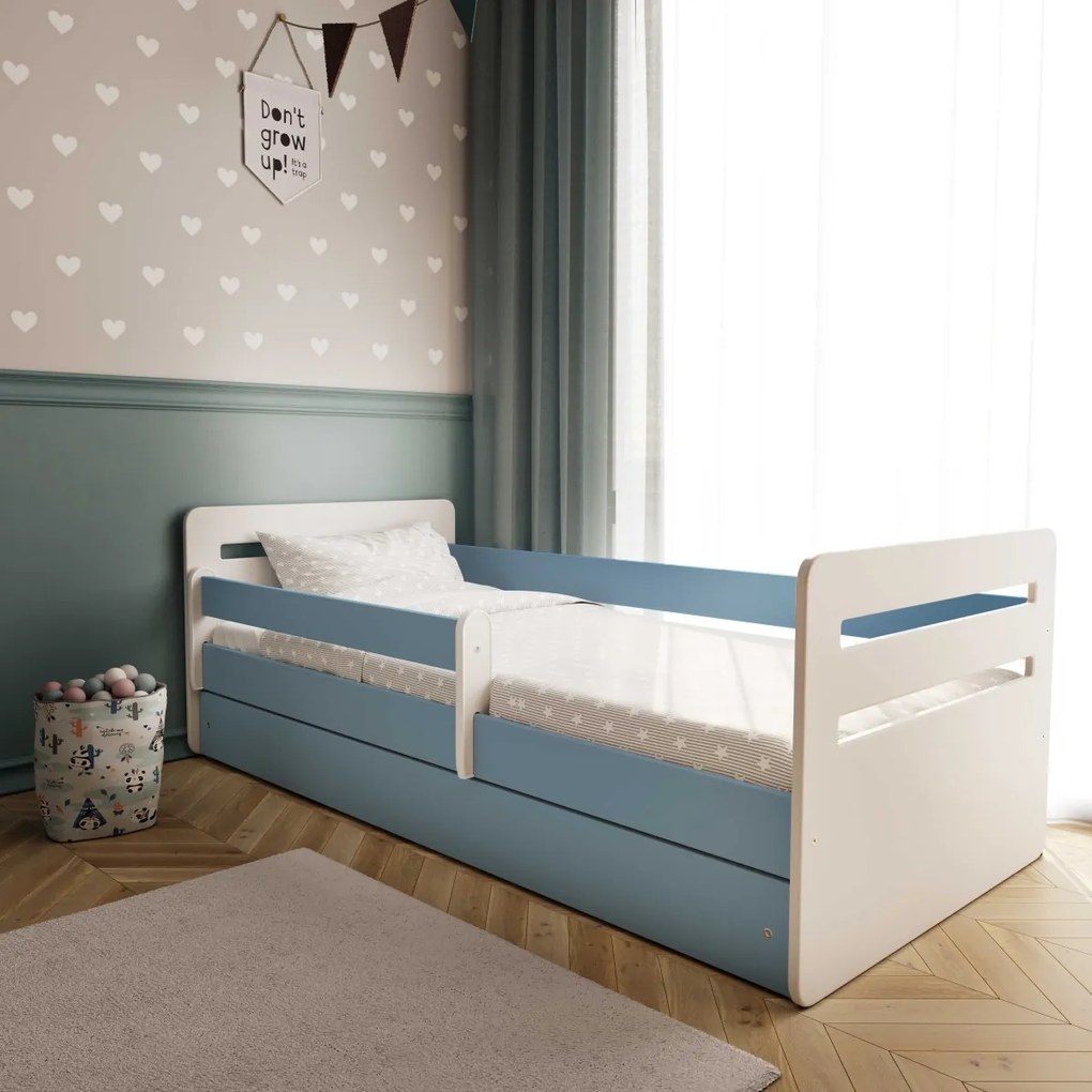 Kocot kids Detská posteľ Tomi modrá, varianta 80x140, bez šuplíků, s matrací
