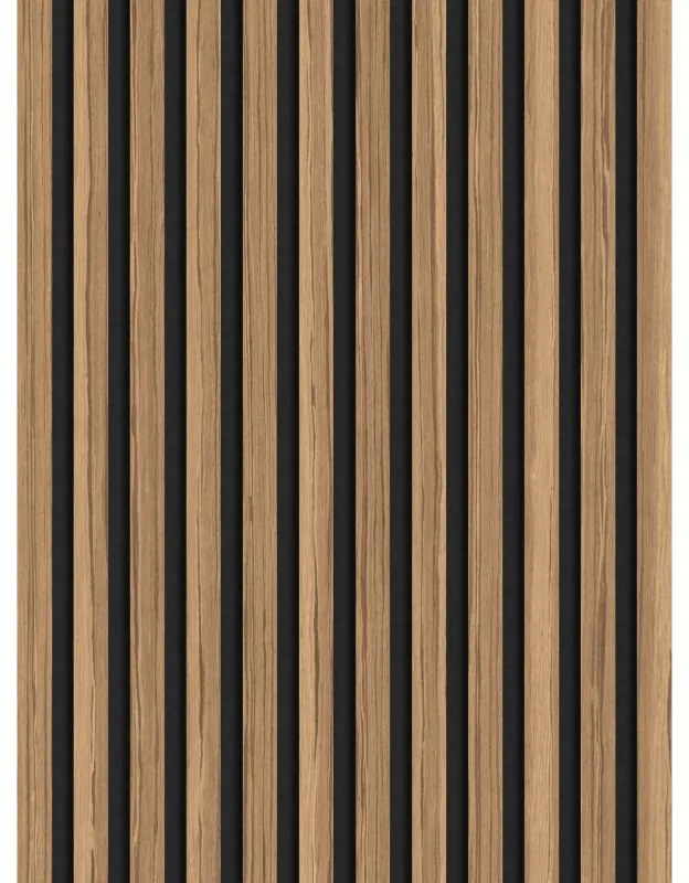 Mexen Lam-F, akustické stenové lamely 275 × 30 cm, plstený podklad 8 mm, technická dyha, orech svetlý, S105-275307-3015-017