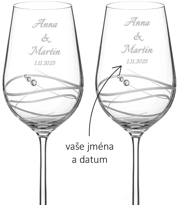 Dekorant Svadobné poháre na červené víno Venezia s kryštálmi Swarovski 470 ml 2KS