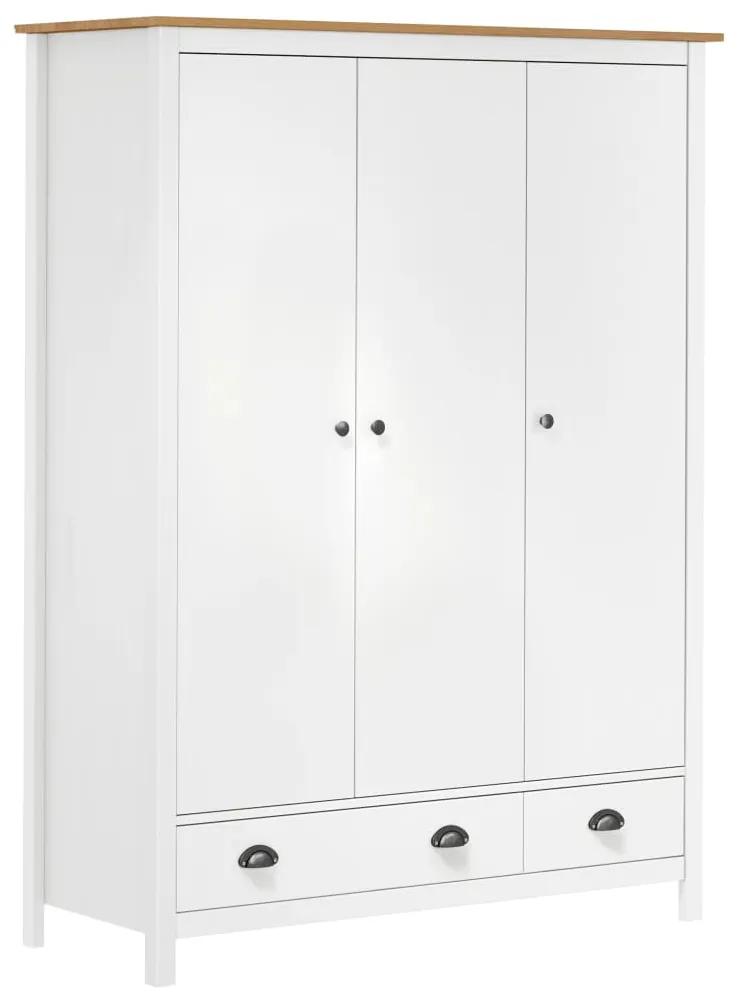 3-dverový šatník Hill, biely 127x50x170 cm, borovicový masív 288954