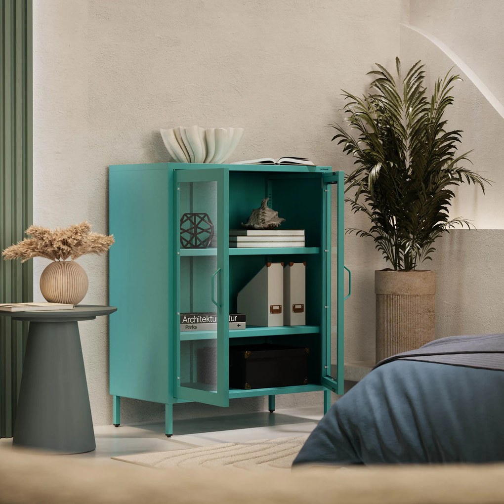 Vitrína GINA, 800 x 1015 x 400 mm, Modern: morská farba