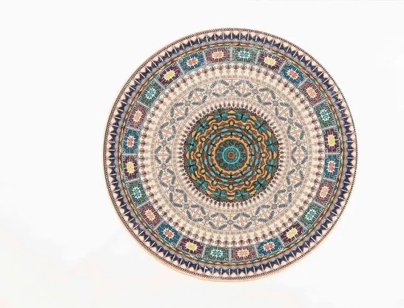 Protišmykový koberec NOVO béžový / modrý kruh