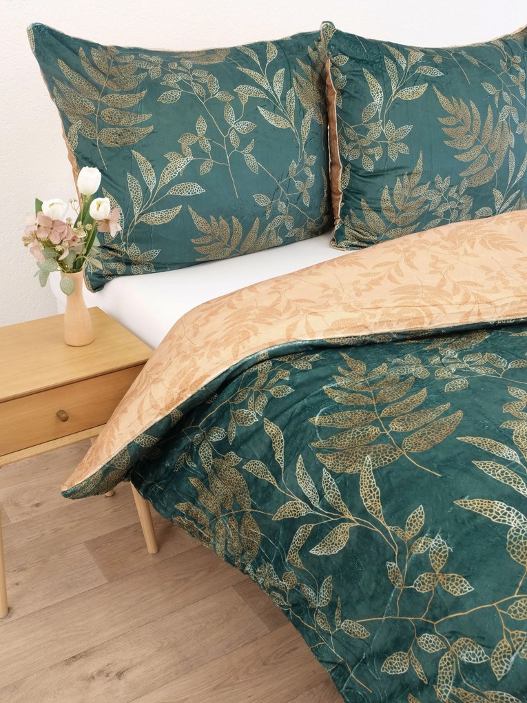 Predĺžené obliečky mikroplyš Digital – Gabriela tmavo zelená