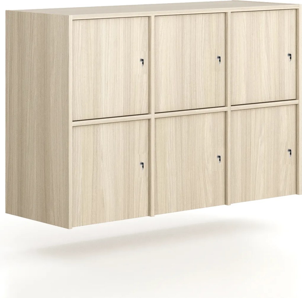 Nadstavba pre skrine FRAME, 6x dvere, 1299 x 450 x 854 mm, cylindrický zámok, dub prírodný