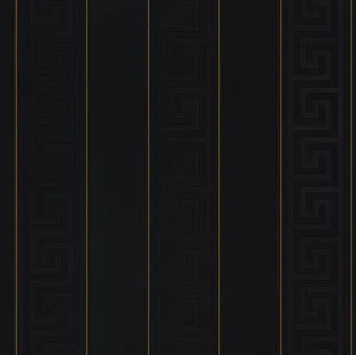 Vliesové tapety na stenu Versace III 93524-4, rozmer 10,05 m x 0,53 m, grécky kľúč čierny so zlatými prúžkami, A.S. Création