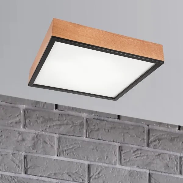 Stropné svietidlo OAK SQUARE 4xE27/15W/230V 48x48 cm dub/čierna