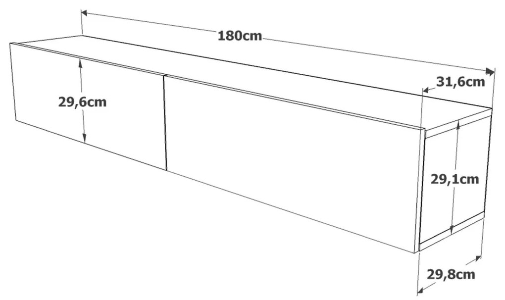 Závěsný TV stolek FR8 180 cm borovice/bílý