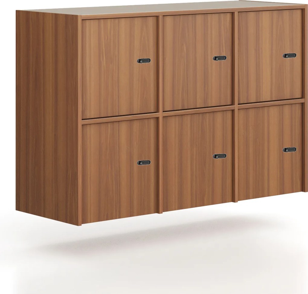 Nadstavba pre skrine FRAME, 6x dvere, 1299 x 450 x 854 mm, mechanický kódový zámok, orech
