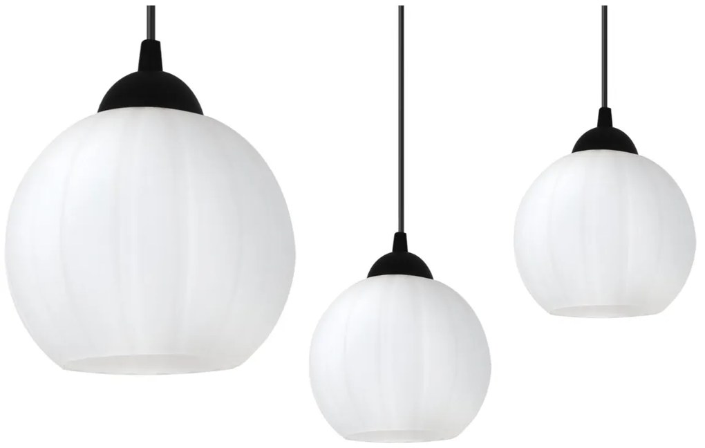 Závesné svietidlo Costa, 6x biele sklenené tienidlo, b