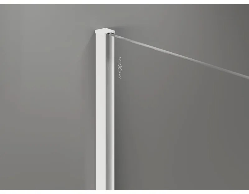 Mexen Kioto-X, sprchová zástena 120 x 200 cm, 10mm číre sklo, biely profil, 800-120-101-20-00-X