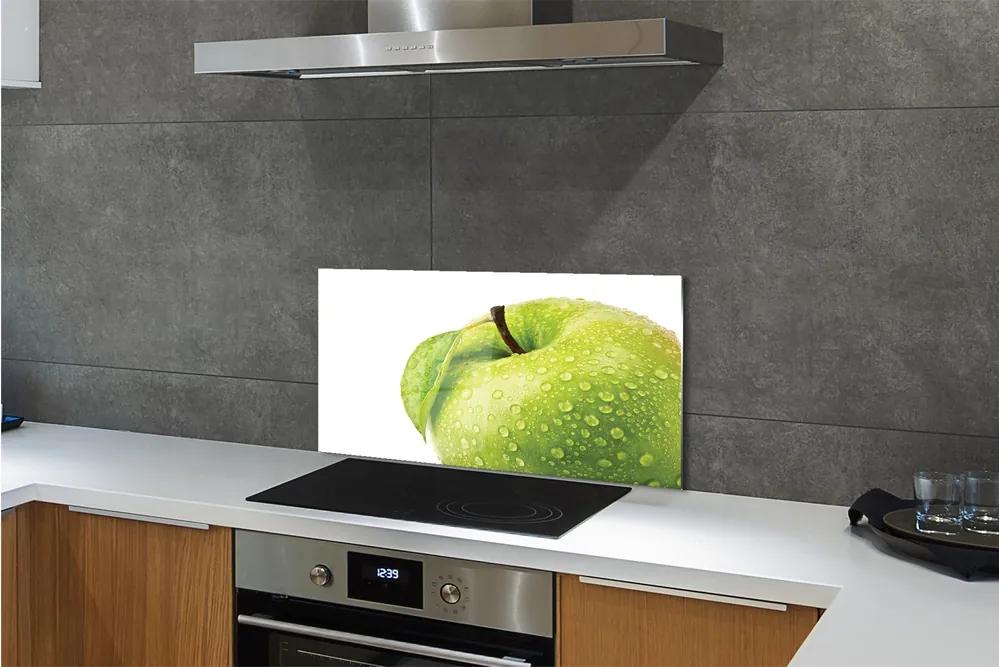 Sklenený obklad do kuchyne Jablko zelená vodné kvapky 125x50 cm