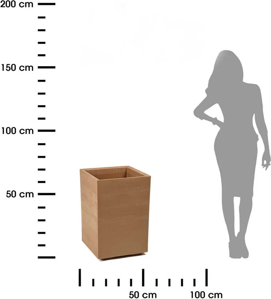 PLASTOVÝ KVETINÁČ NA KOLIESKACH BETONIQUE ECO 60X40X40 CM DREVENÝ DEKOR HNEDÁ