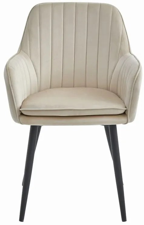 Stolička LUGO - béžový zamat / čierne nohy