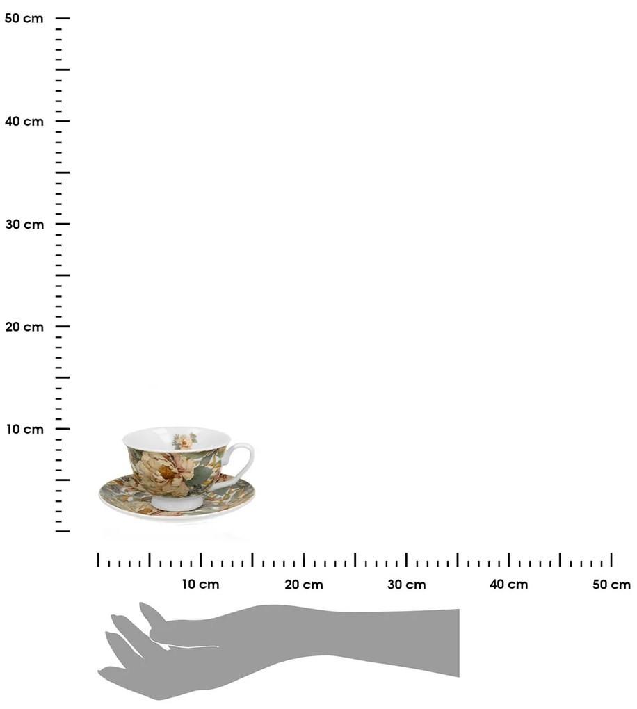 Porcelánová šálka na nohe s podšálkou Royal Peony White 250 ml