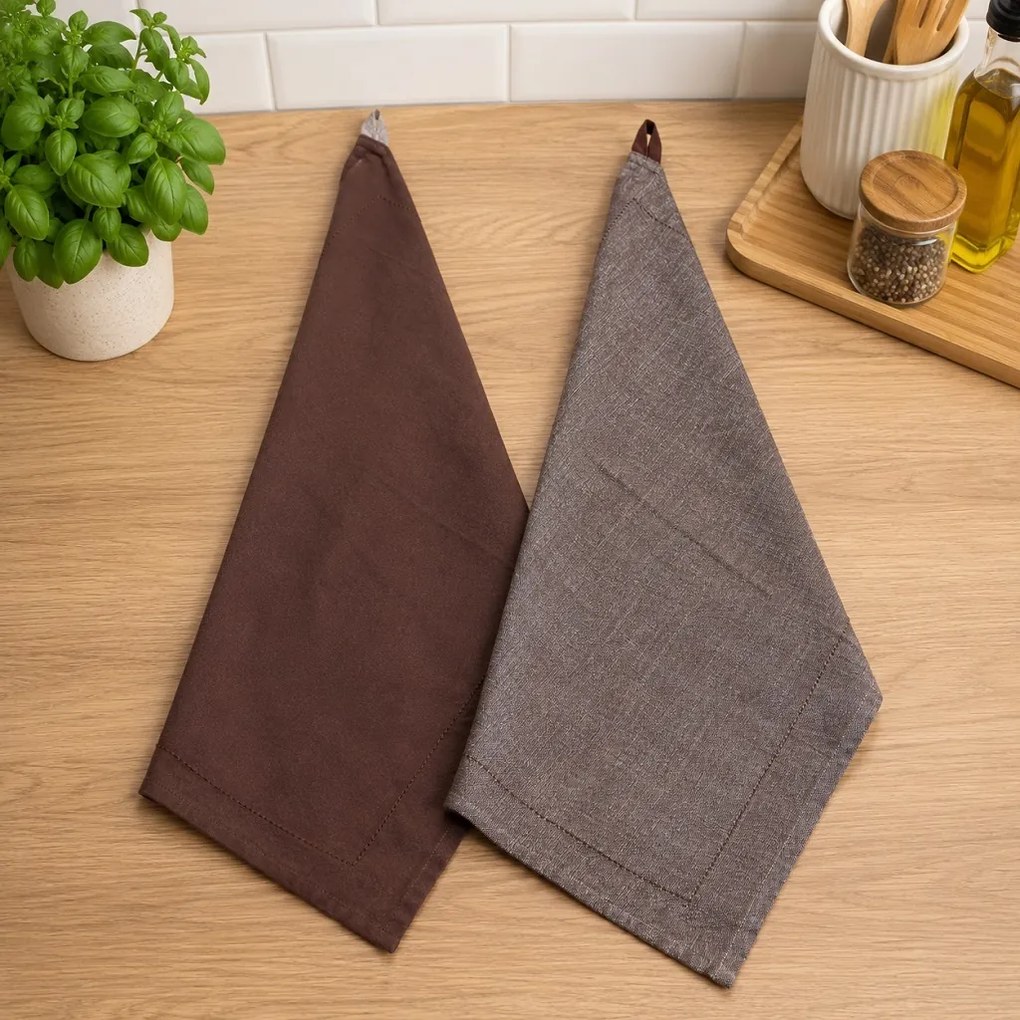 Home Elements Kuchynské utierky čokoládová a režná
