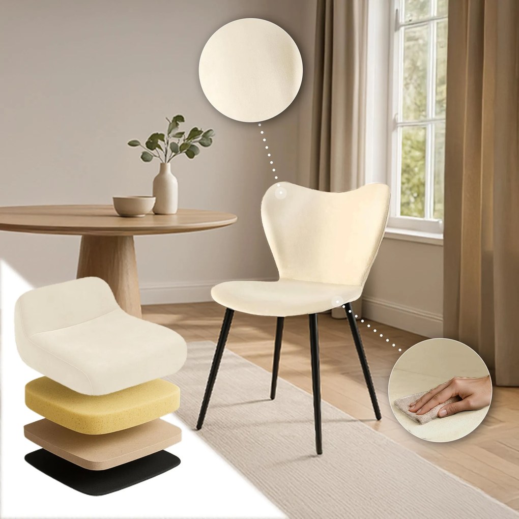 Jedálenská stolička Maika zamat - krémová