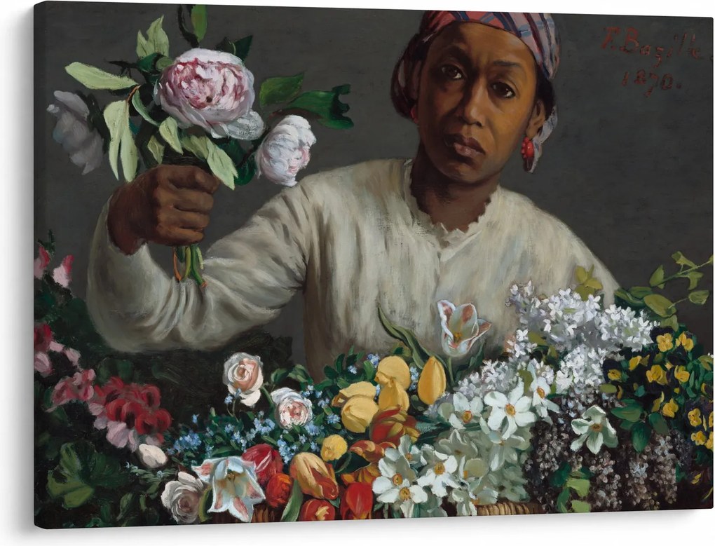 Obraz - Frédéric Bazille, Young Woman with Peonies, reprodukcia (70x50 cm)