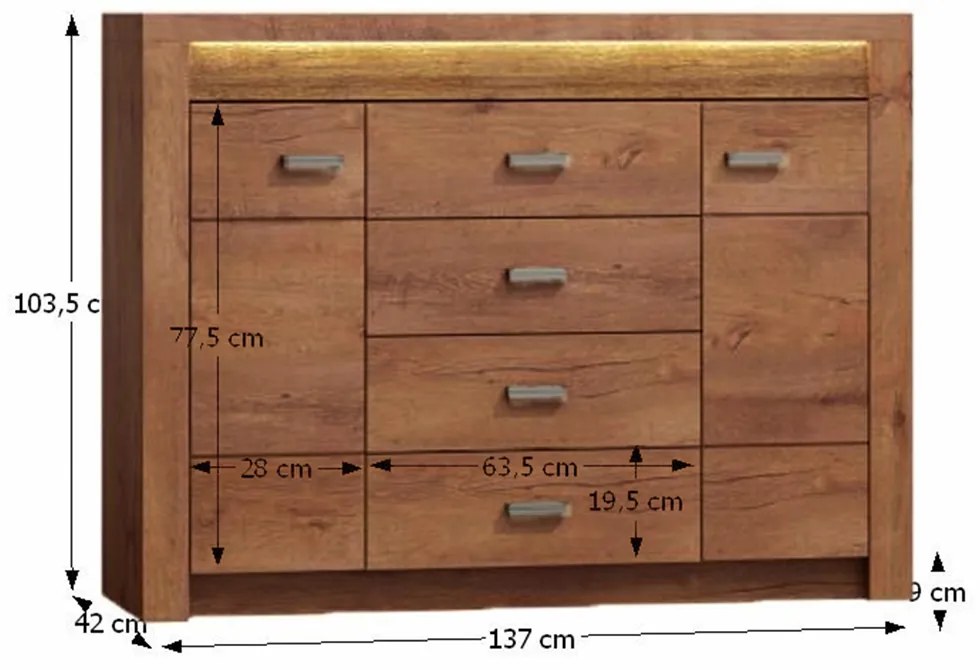 Komoda Inneas 07 (jaseň svetlý). Vlastná spoľahlivá doprava až k Vám domov. 788401