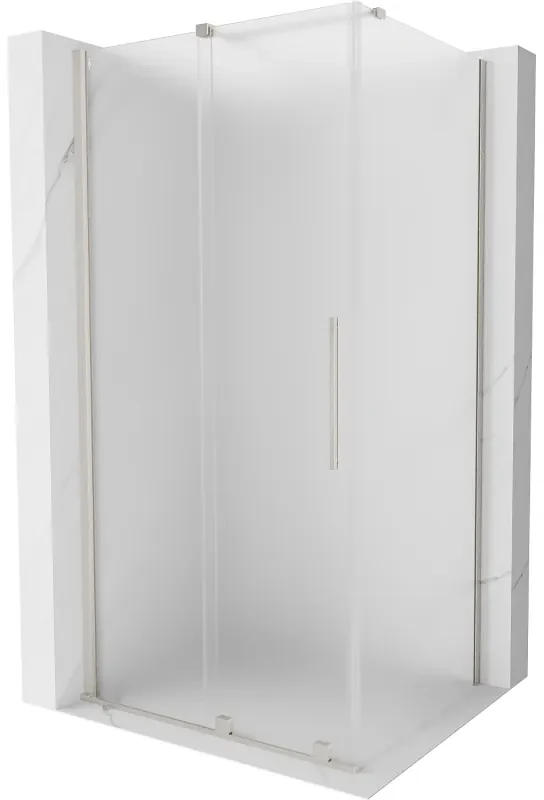 Mexen Velar, sprchový kút s posuvnými dverami 110 x 100 cm, 8mm sklo námraza, brúsená oceľ, 871-110-100-31-97
