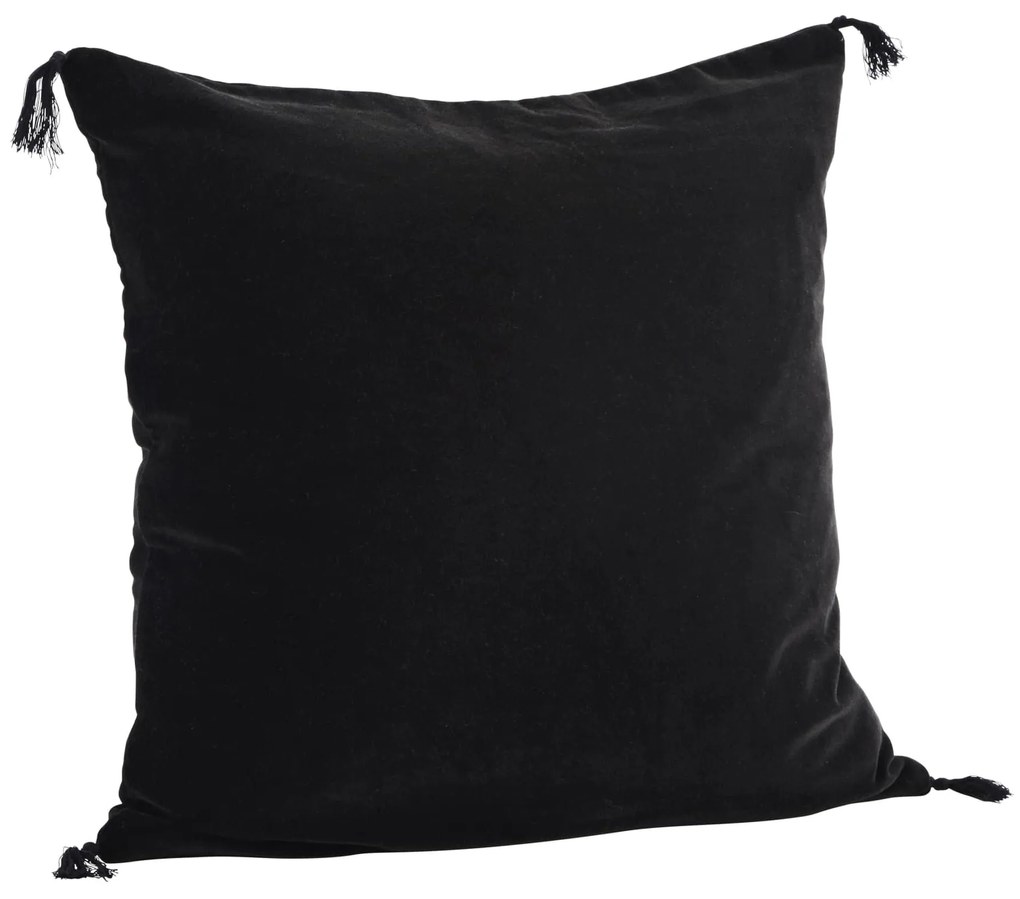 MADAM STOLTZ Zamatový poťah na vankúš Black 50 x 50 cm